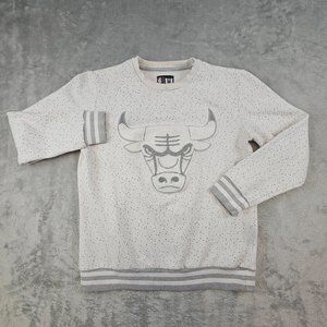Vintage Chicago Bulls Sweatshirt Women's Medium‎ White Gray Dotted Soft NBA